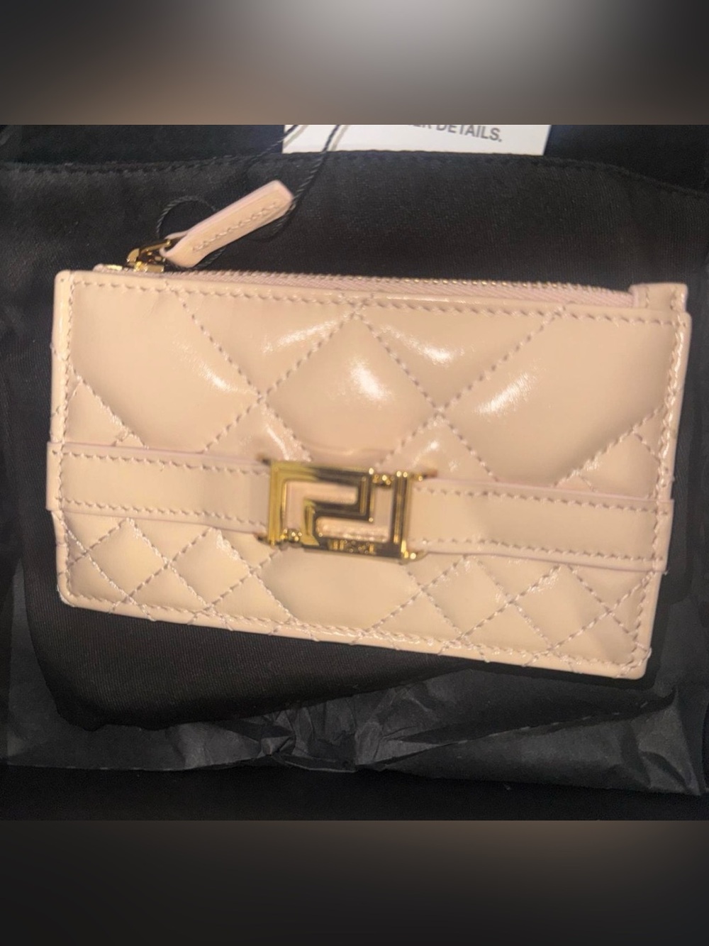 🔥Versace  Calfskin Leather Cream Patent Leather Clutch+ Gold full inclusion 🔥